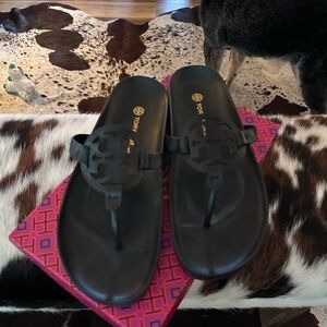 Tory Burch Black Logo Sandals